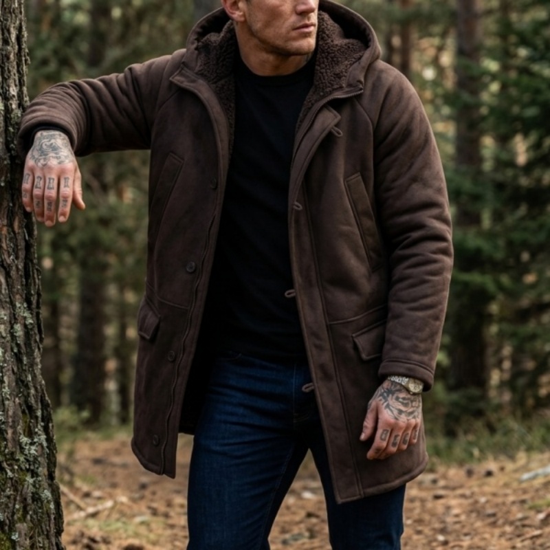 Hunting Outdoor Jacket - เสื้อแจ็คเก็ตฤดูหนาวบุขนเทียมมีฮู้ดสำหรับผู้ชายแบบใหม่ | เสื้อโค้ทกันลมผ้าฟลีซสำหรับกิจกรรมกลางแจ้ง อุ่นสบาย เหมาะสำหรับการล่าสัตว์ เดินป่า