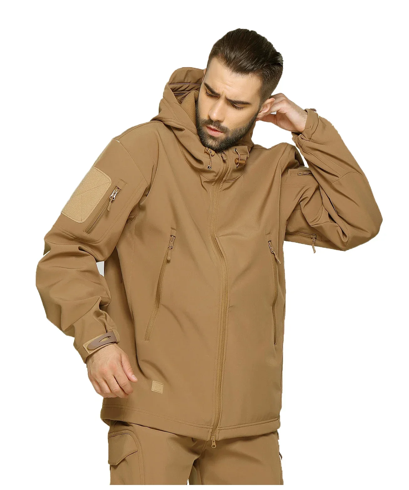 Camouflage Hunting Jacket - EMR Camouflage Soft Shell Assault Suit,กีฬากลางแจ้ง,การล่าสัตว์,กันน้ํา,ขนแกะภายใน