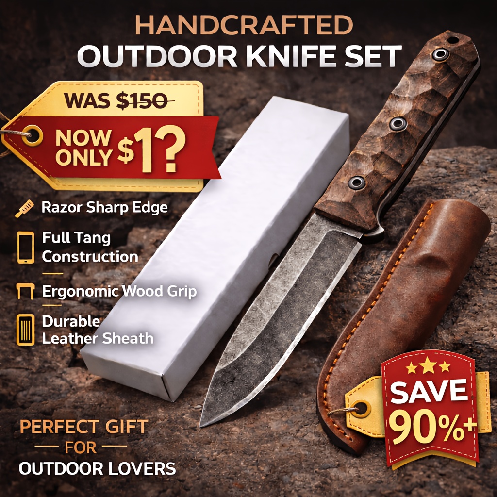 Outdoor Hunting Gifts - มีดอเนกประสงค์สำหรับใช้งานกลางแจ้ง ใบมีดสแตนเลส ดีไซน์แบบติดตายตัว เหมาะสำหรับการตั้งแคมป์และการล่าสัตว์ น้ำหนักเบา ผลิตด้วยมือ