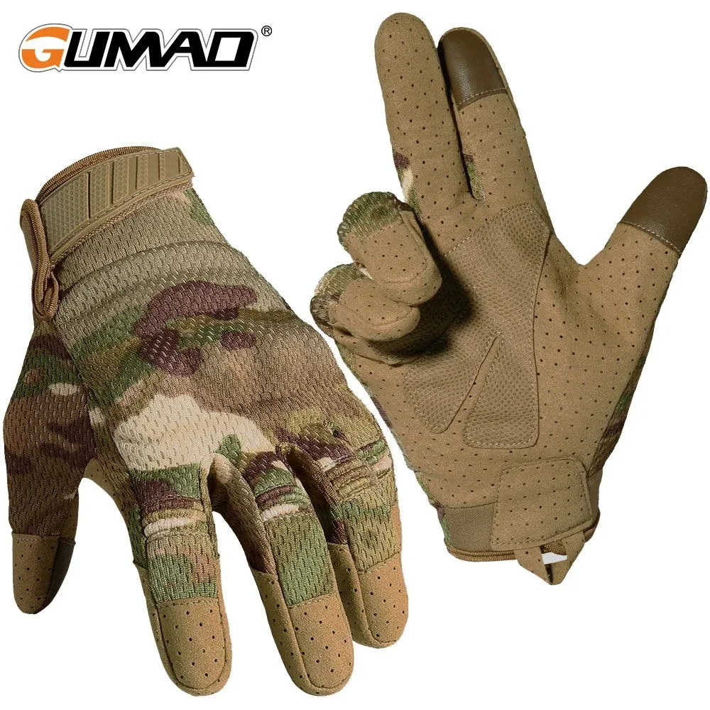 Outdoor Hunting Gloves - Camoหน้าจอสัมผัสถุงมือยุทธวิธีการล่าสัตว์กลางแจ้งกีฬาขี่จักรยานCombat Airsoftเดินป่าตั้งแคมป์จักรยานลื่นอุปกรณ์