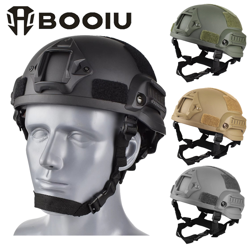 Outdoor Hunting Equipment - BOOIU หมวกกันน็อคยุทธวิธี MICH 2002 หมวกนิรภัยน้ำหนักเบา ABS