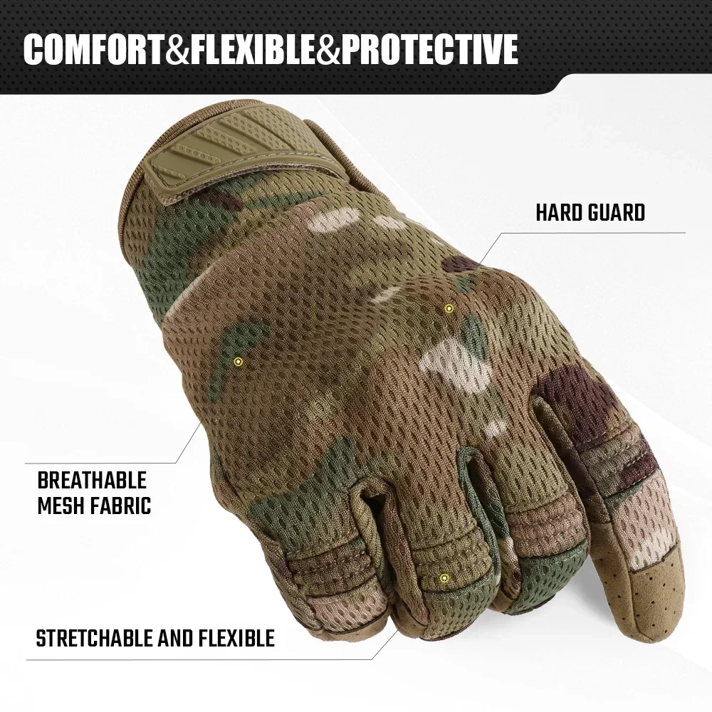 Camoหน้าจอสัมผัสถุงมือยุทธวิธี - Outdoor Hunting Gloves บทวิจารณ์และราคา