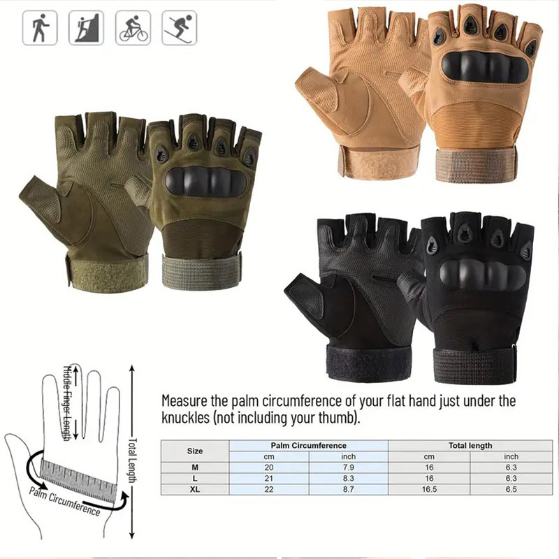 ถุงมือไร้นิ้วยุทธวิธี 1 คู่สํา - Outdoor Hunting Gloves บทวิจารณ์และราคา